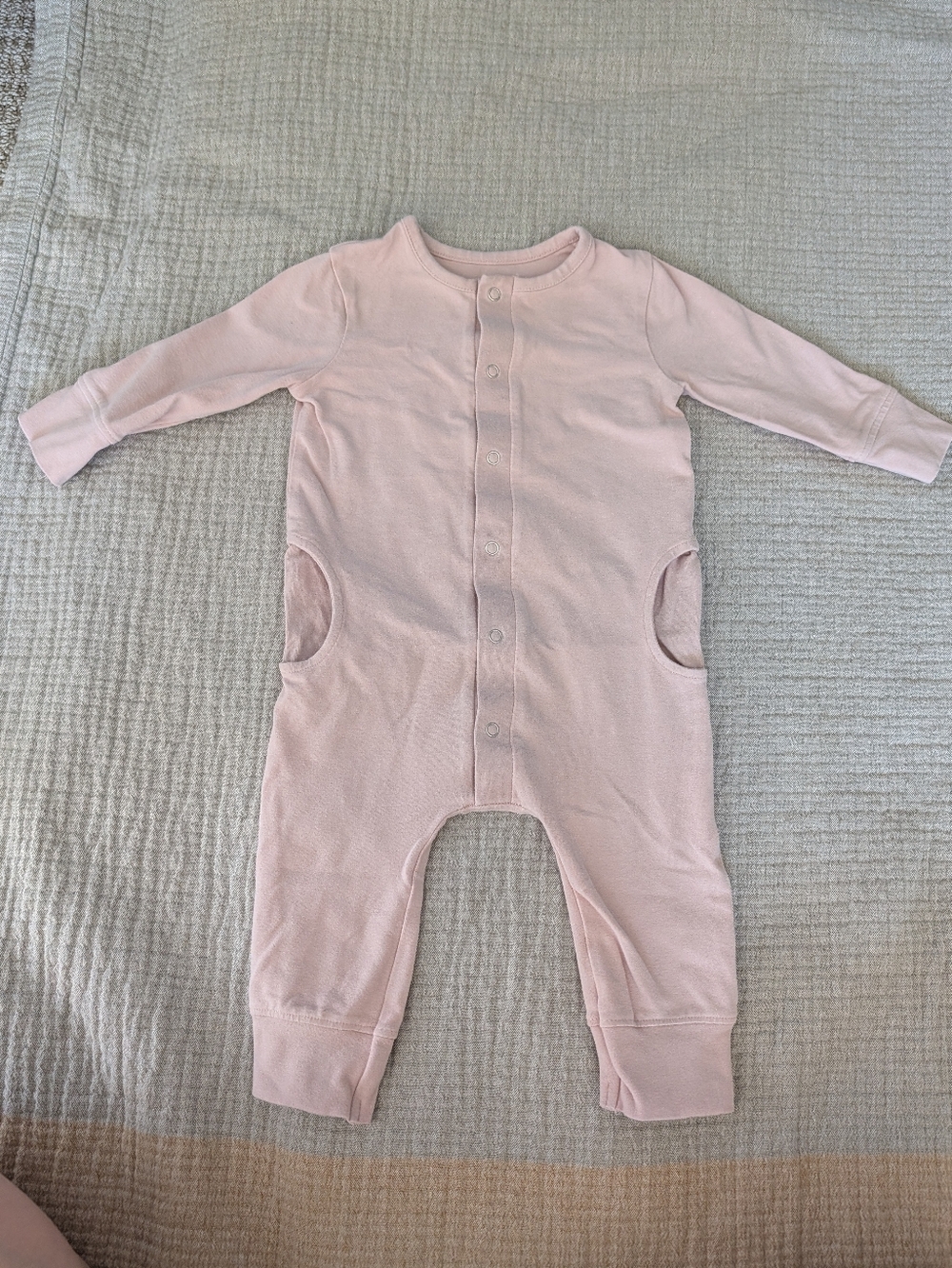 Pehr Essentials Button Romper, Pink, 3-6 Months
